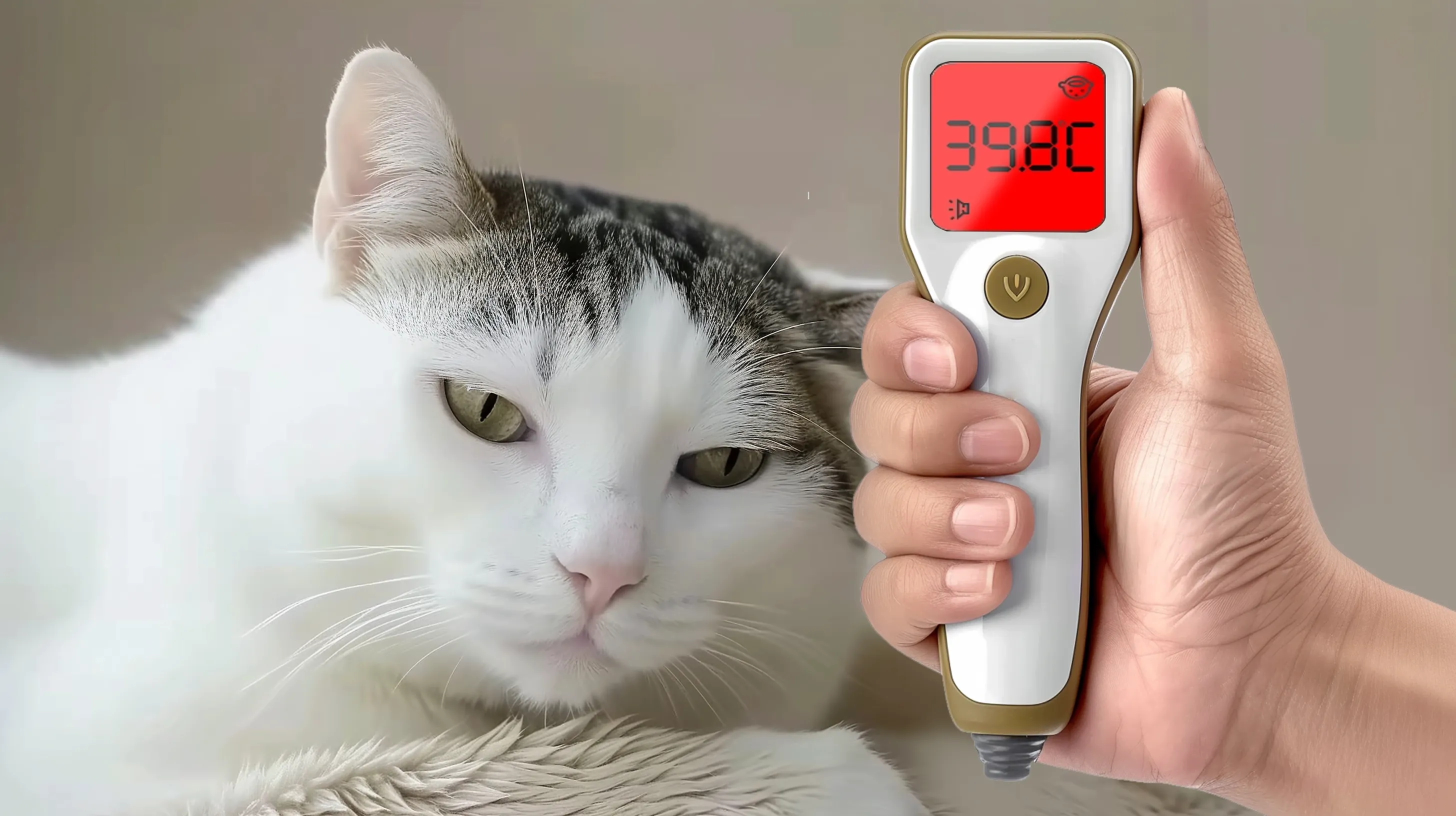 Vet measuring a cat's temperature